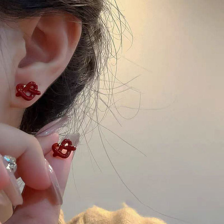 Bowknot heart faux pearl pendant stud earrings  | Festival Outfits Women