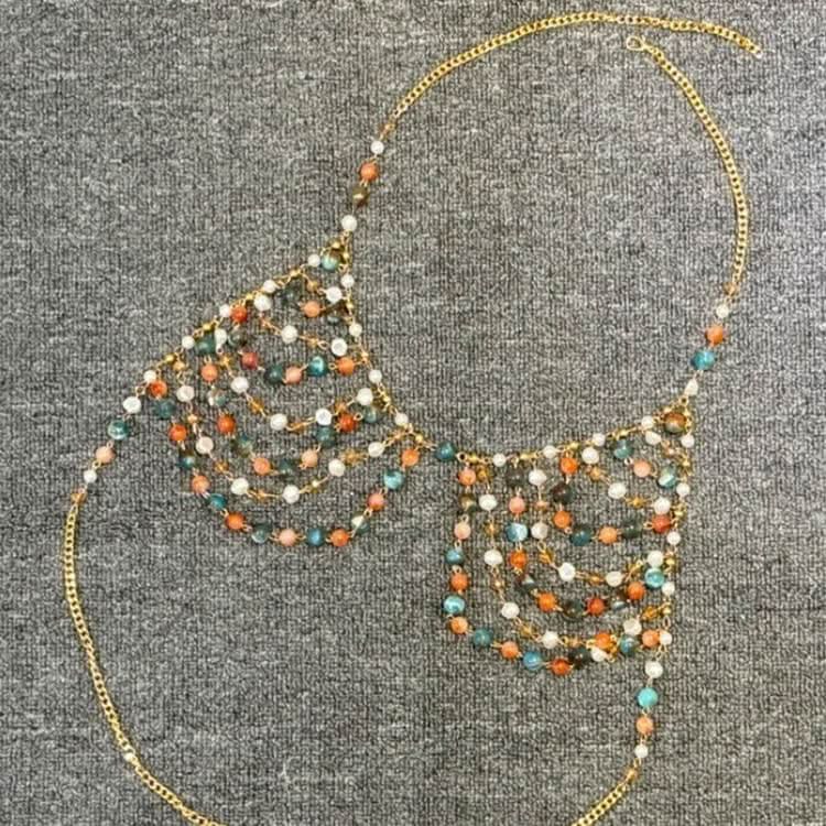 Halter beaded metal chain hollow out crop cut out top  | Festival Outfits Women