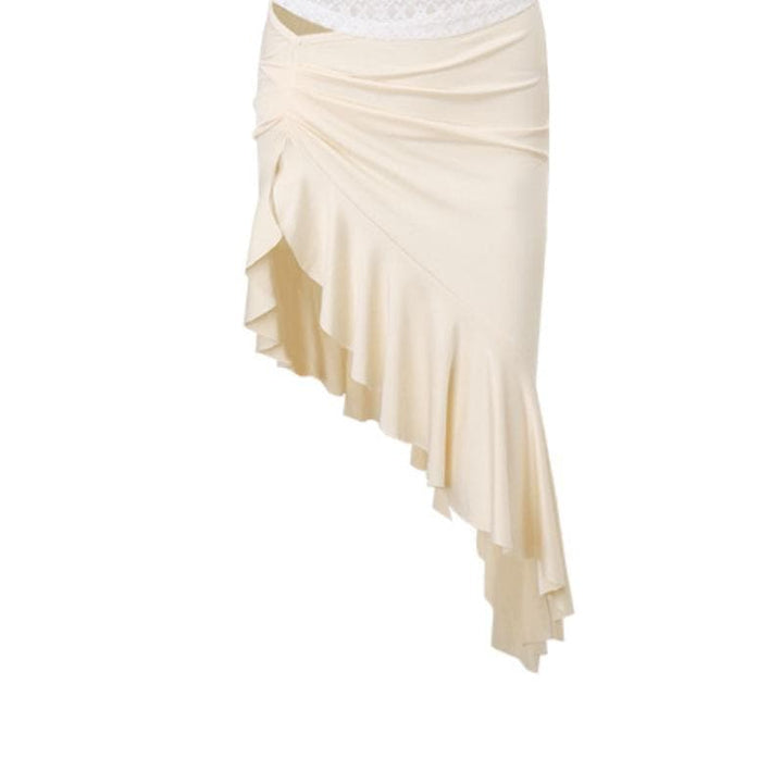 Ruffle ruched irregular solid midi skirt  | Festival Outfits Women