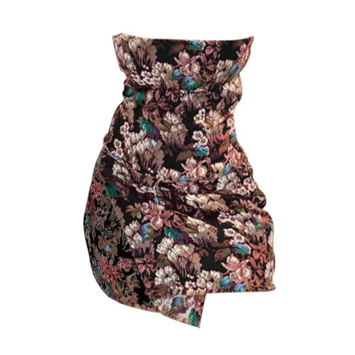 Flower print zip-up button tube mini dress  | Festival Outfits Women