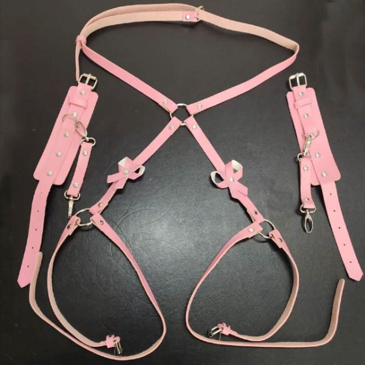PU leather bowknot decor o ring garter belt  | Festival Outfits Women