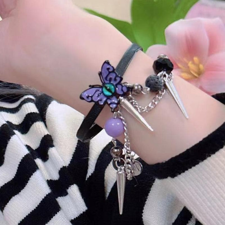 Rivet beaded butterfly metal chain bracelet  | Festival Outfits Women