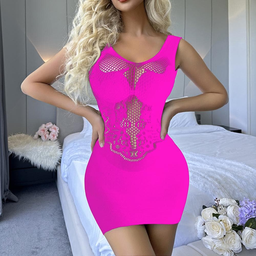 U neck cross back net mini dress  | Festival Outfits Women