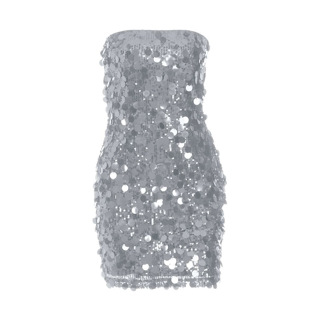 Glitter backless tube mini dress  | Festival Outfits Women