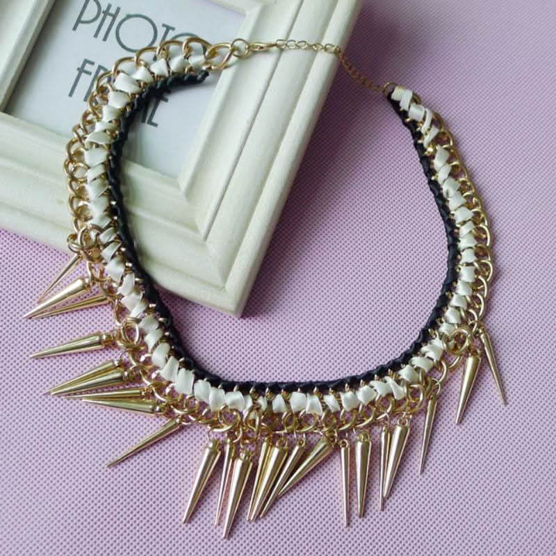 Gold tivet metal chain decor choker necklace  | Festival Outfits Women