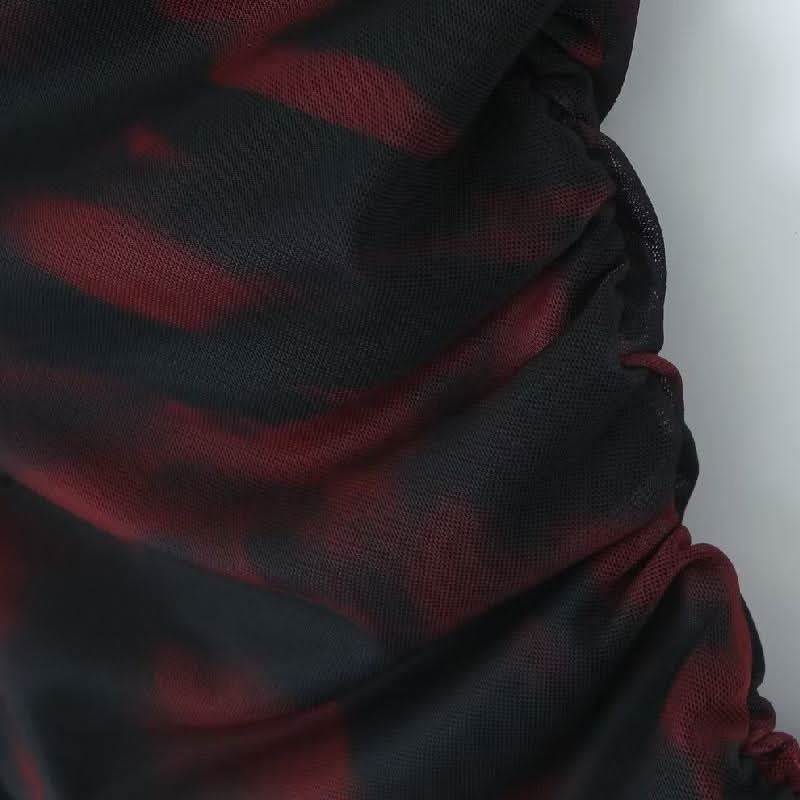 Irregular print ruched one shoulder contrast top  | Festival Outfits Women