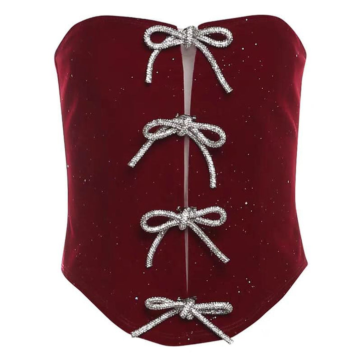 Bowknot glitter backless tube top  | Festival Outfits Women
