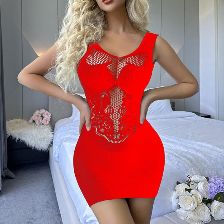 U neck cross back net mini dress  | Festival Outfits Women