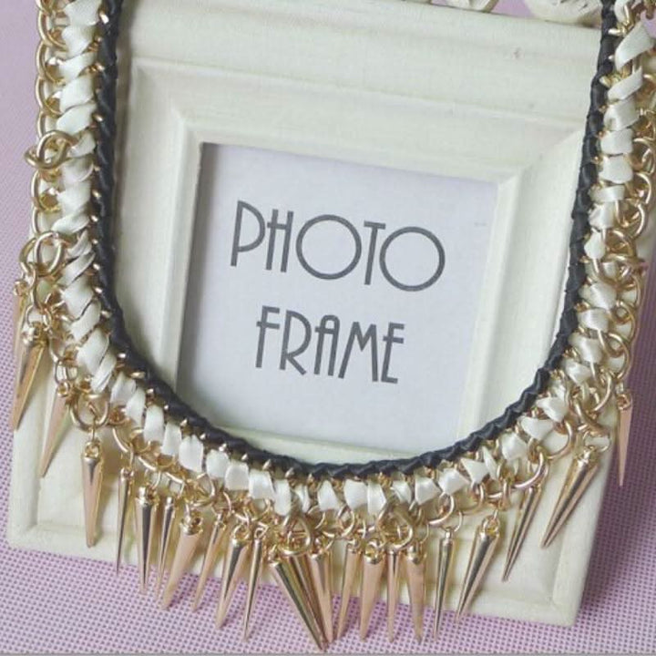 Gold tivet metal chain decor choker necklace  | Festival Outfits Women