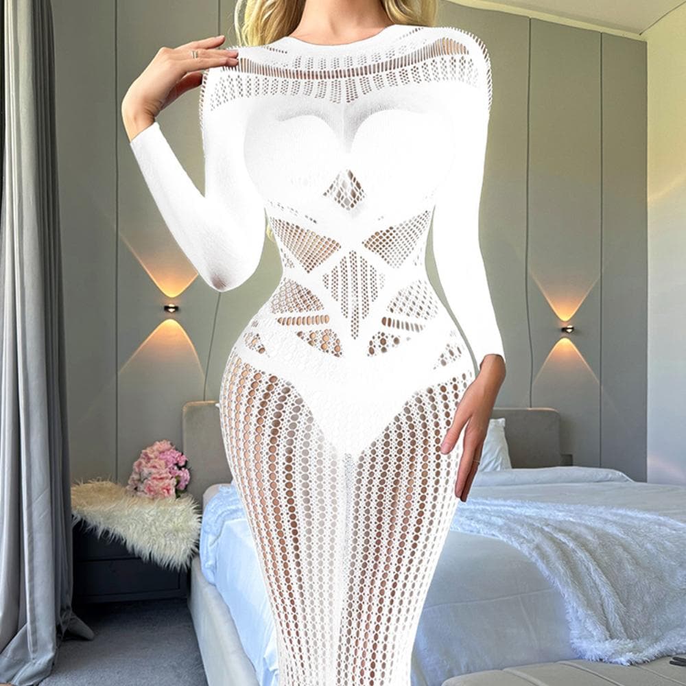 Long sleeve crewneck hollow out cut out maxi dress  | Festival Outfits Women