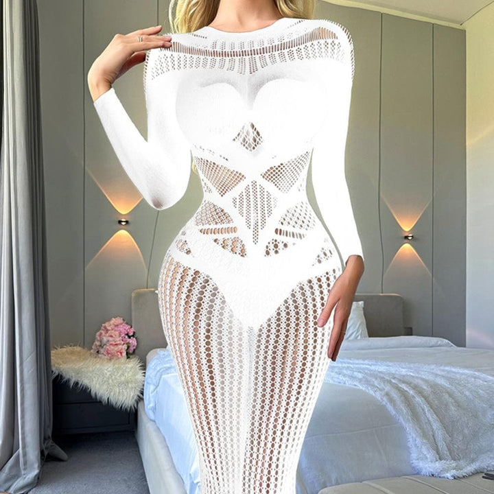 Long sleeve crewneck hollow out cut out maxi dress  | Festival Outfits Women