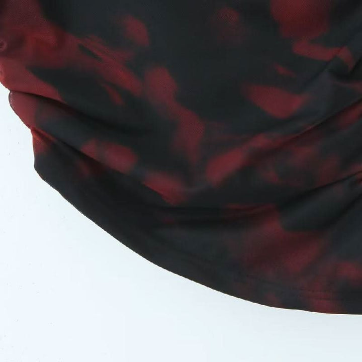 Irregular print ruched one shoulder contrast top  | Festival Outfits Women