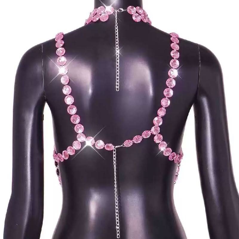 Halter star pattern backless gem chain top  | Festival Outfits Women