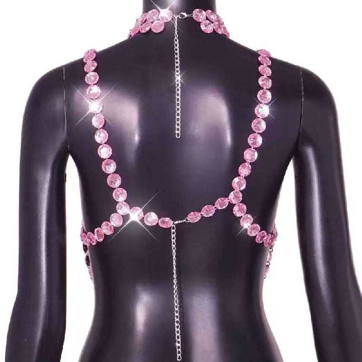 Halter star pattern backless gem chain top  | Festival Outfits Women