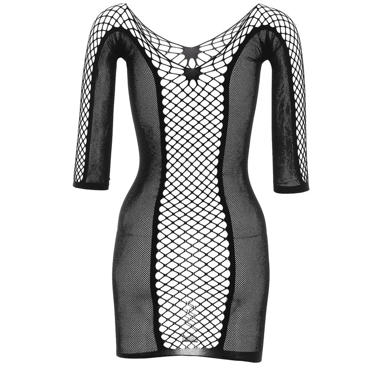 Long sleeve fishnet off shoulder mini dress  | Festival Outfits Women