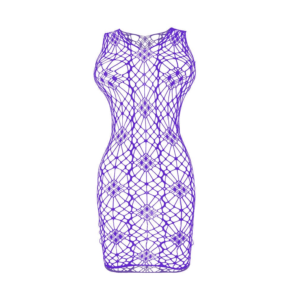 Spider web net solid tank mini dress  | Festival Outfits Women