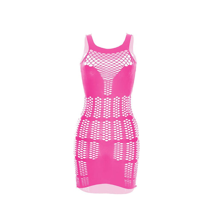 Fishnet patchwork net solid tank mini dress  | Festival Outfits Women