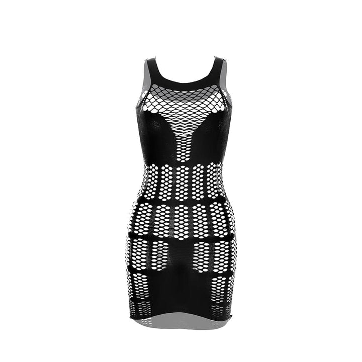 Fishnet patchwork net solid tank mini dress  | Festival Outfits Women