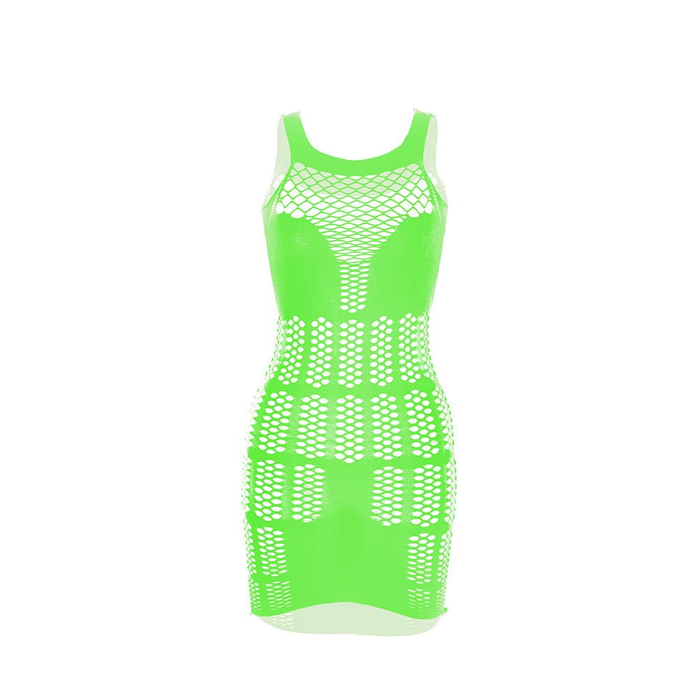 Fishnet patchwork net solid tank mini dress  | Festival Outfits Women