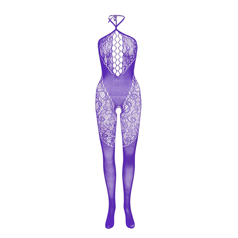 Halter patchwork lace backless bodystocking  | Festival Outfits Women