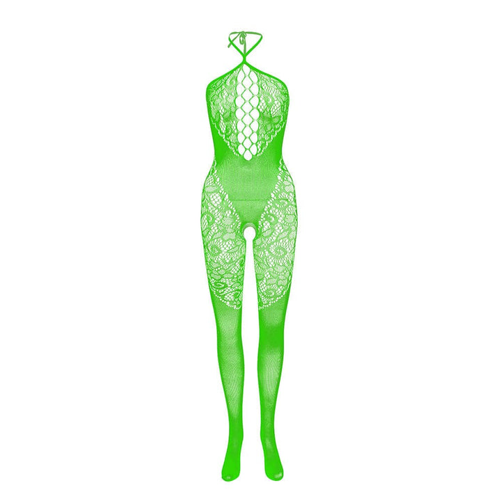 Halter patchwork lace backless bodystocking  | Festival Outfits Women