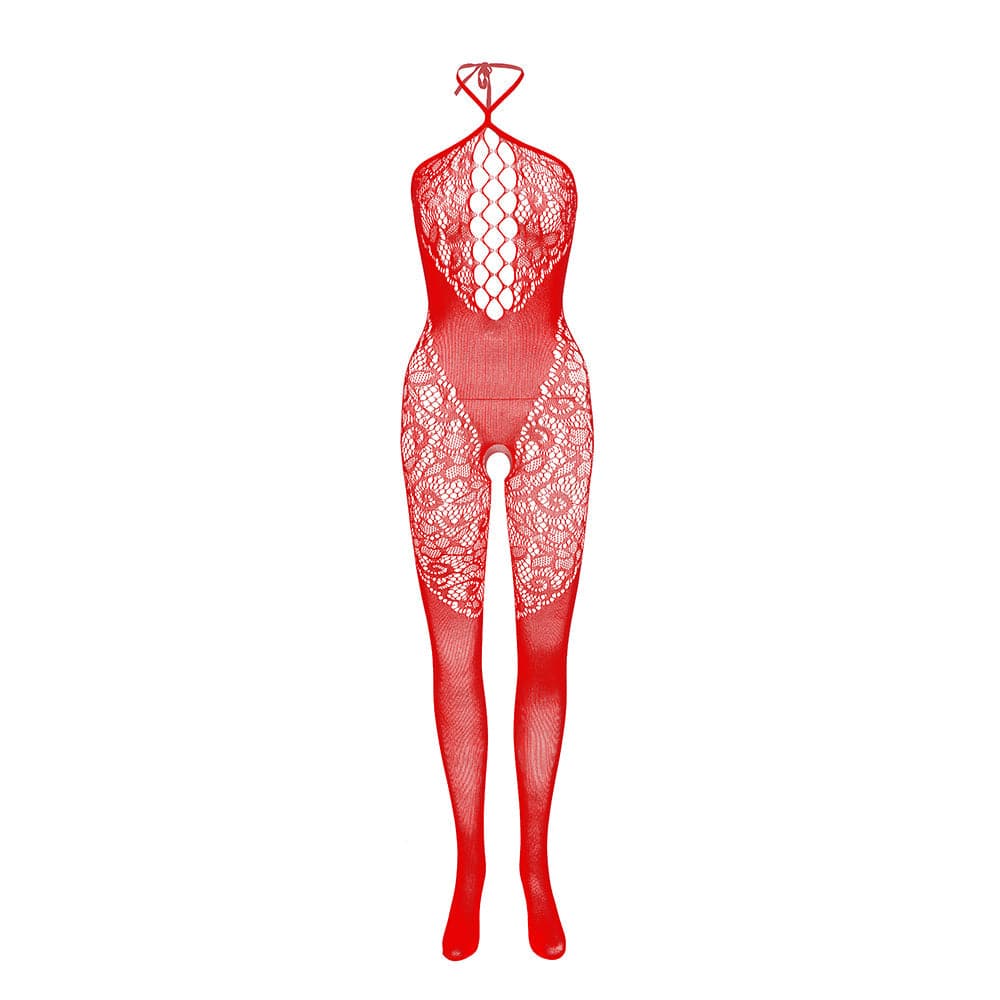 Halter patchwork lace backless bodystocking  | Festival Outfits Women