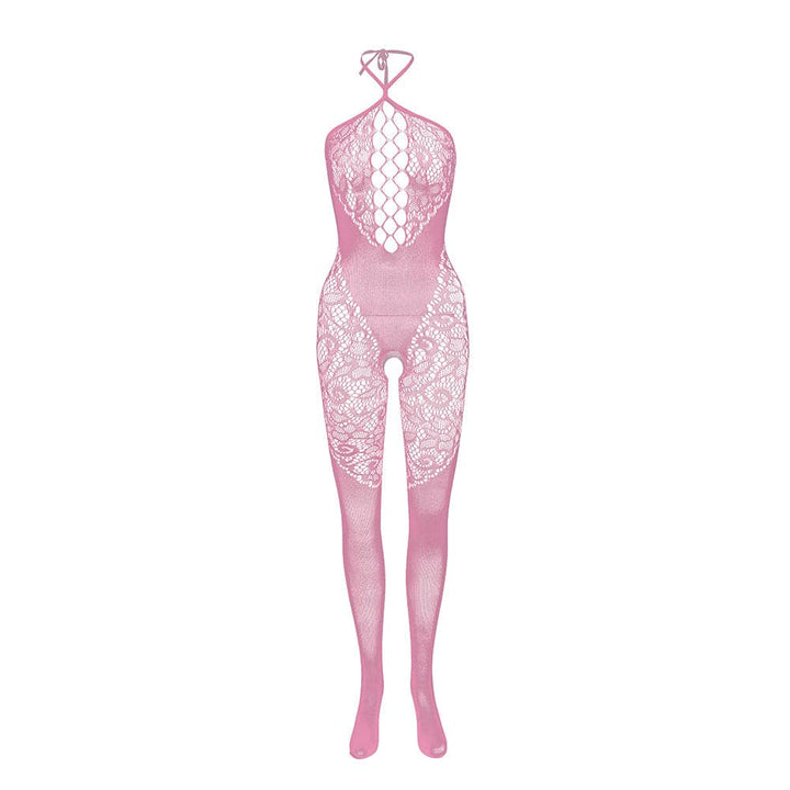 Halter patchwork lace backless bodystocking  | Festival Outfits Women