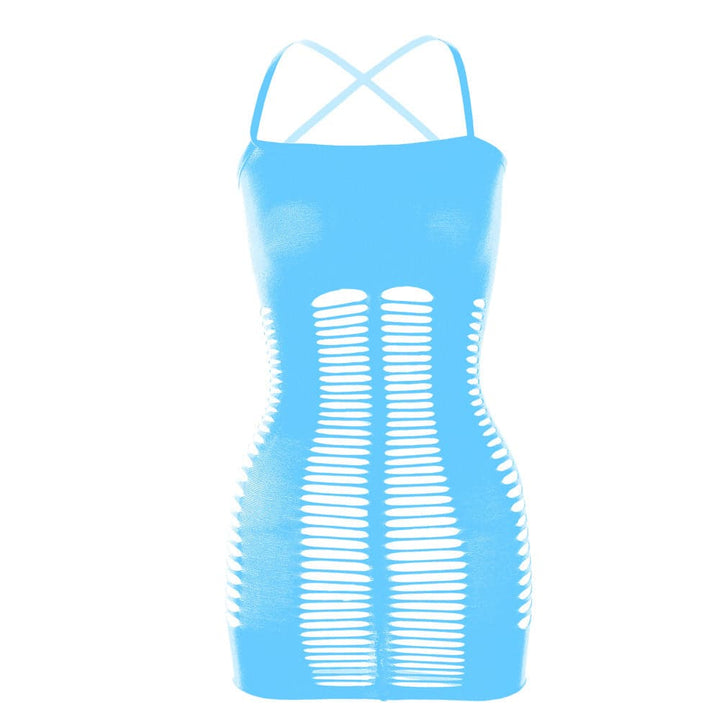 Mesh patchwork solid cami mini dress  | Festival Outfits Women