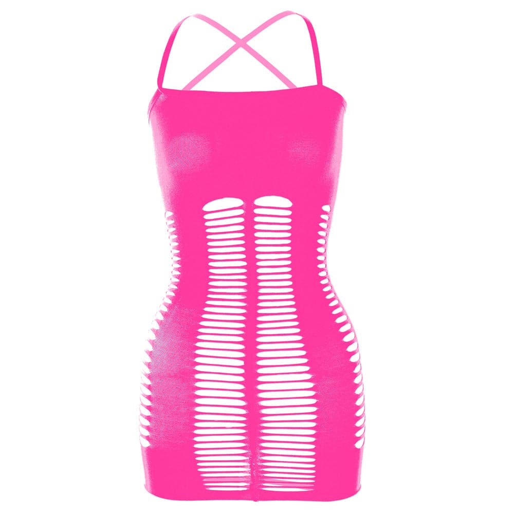 Mesh patchwork solid cami mini dress  | Festival Outfits Women