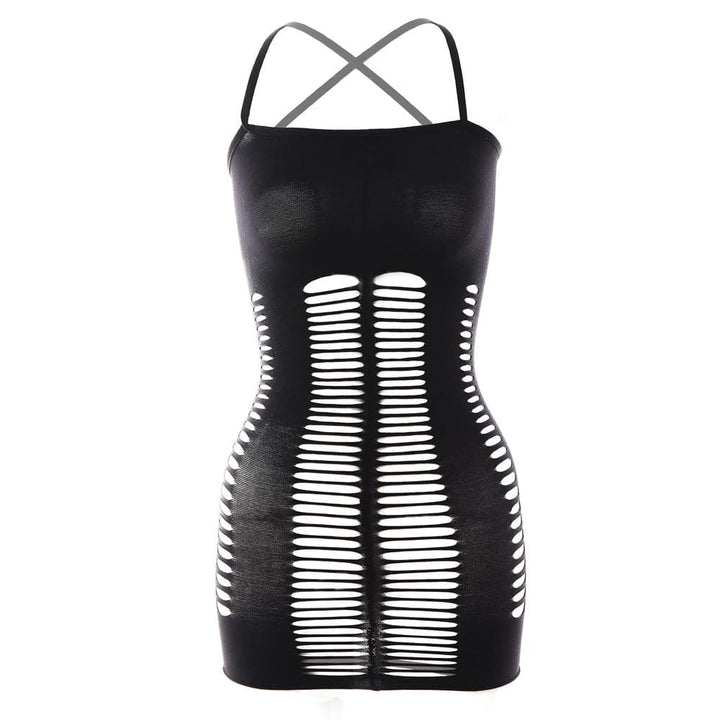 Mesh patchwork solid cami mini dress  | Festival Outfits Women
