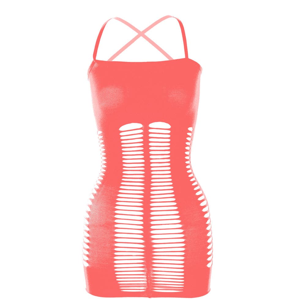 Mesh patchwork solid cami mini dress  | Festival Outfits Women