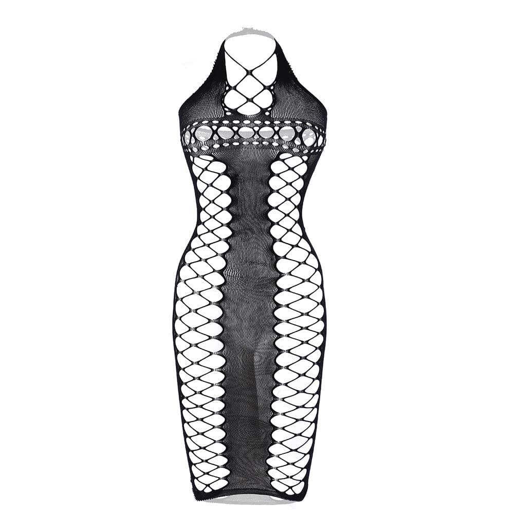 Halter side hollow out backless cut out midi dress  | Festival Outfits Women