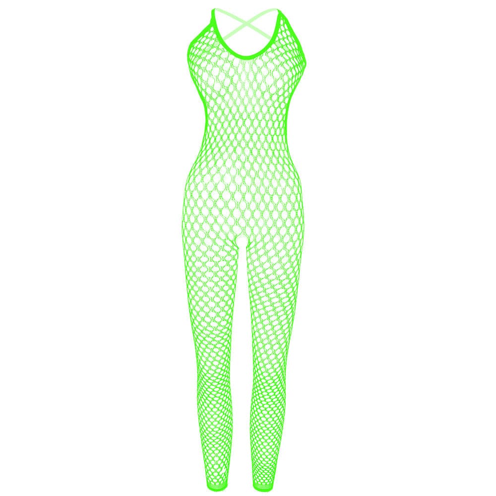 Net stitch cross back backless bodystocking  | Festival Outfits Women