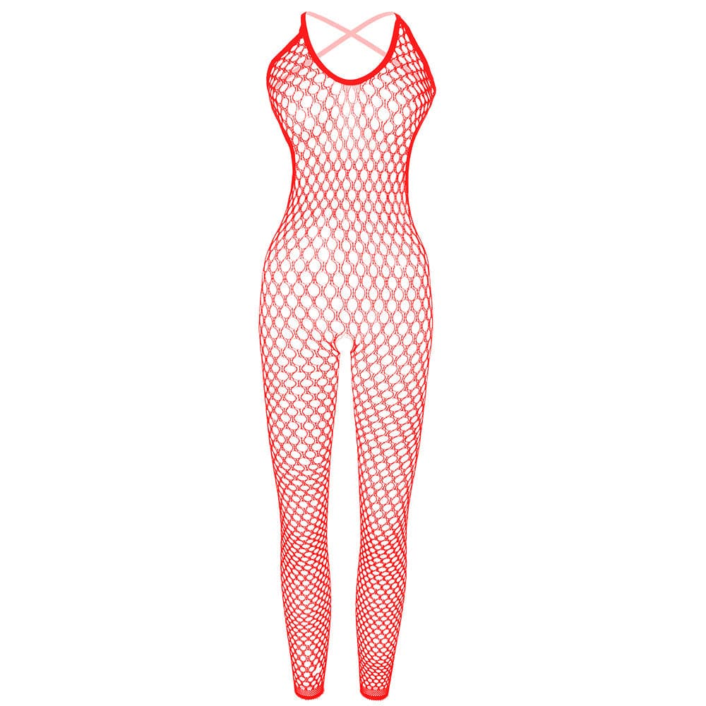 Net stitch cross back backless bodystocking  | Festival Outfits Women
