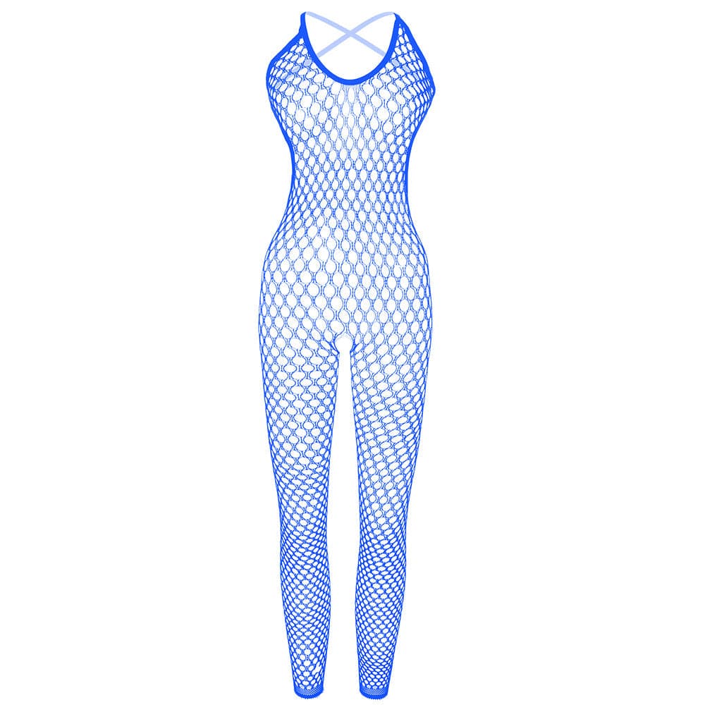 Net stitch cross back backless bodystocking  | Festival Outfits Women