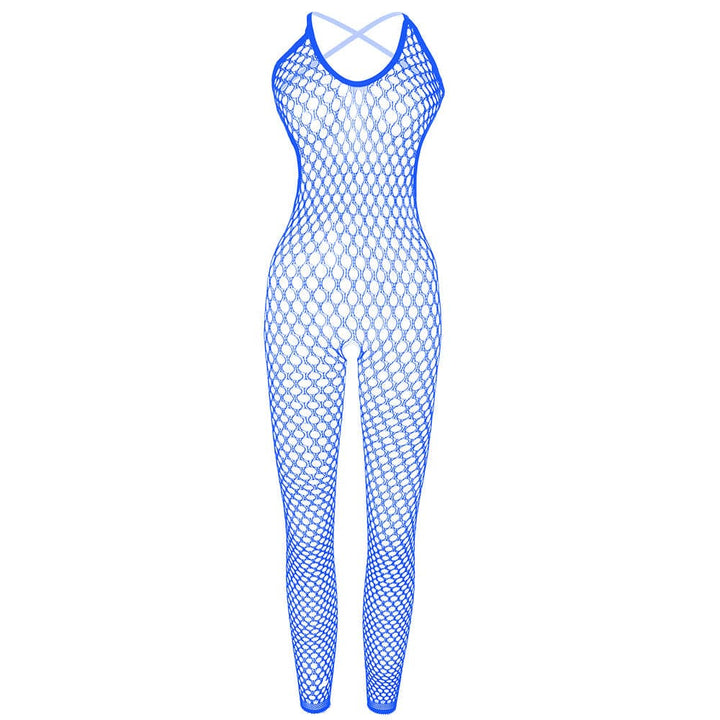 Net stitch cross back backless bodystocking  | Festival Outfits Women