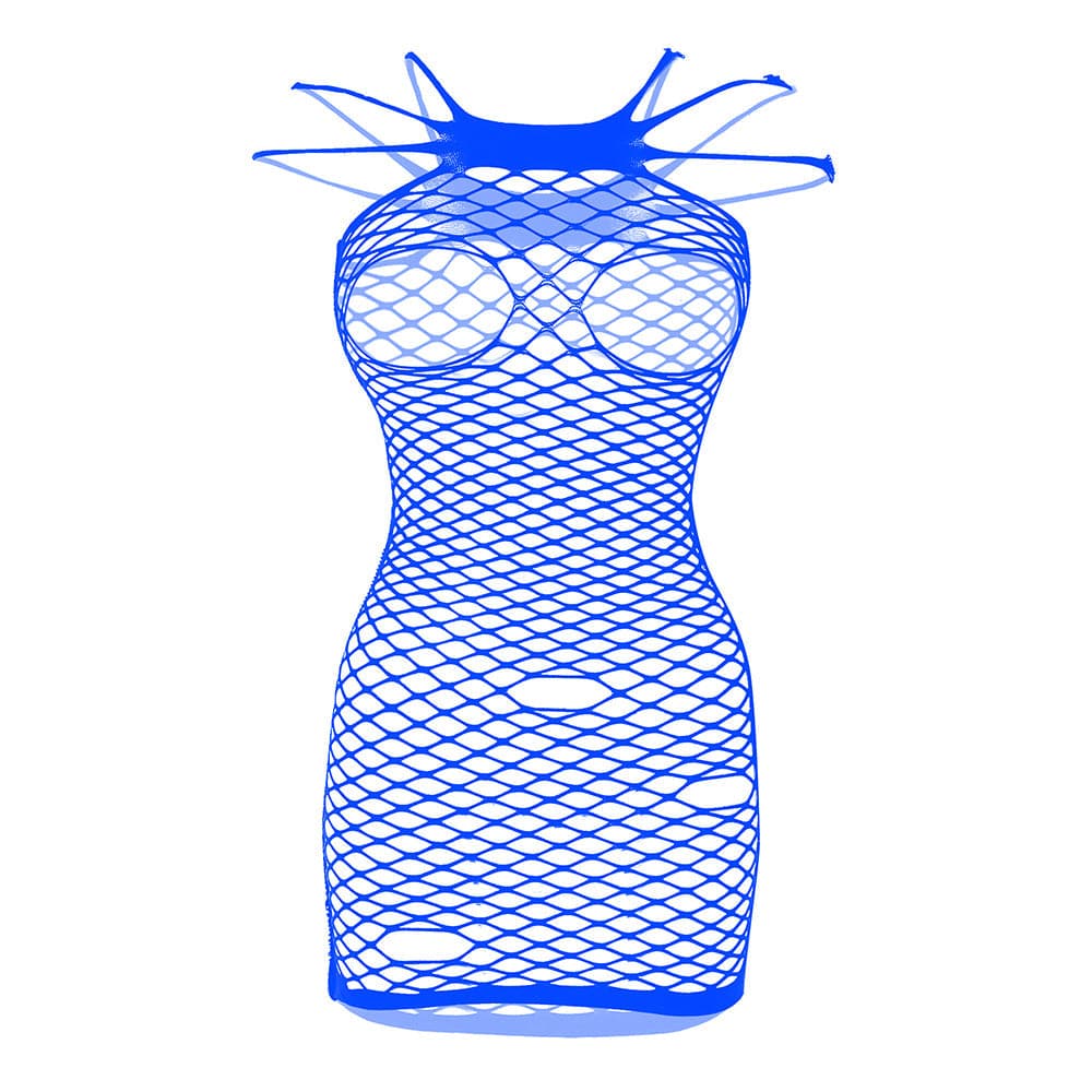 Fishnet solid strappy open cup tank mini dress  | Festival Outfits Women