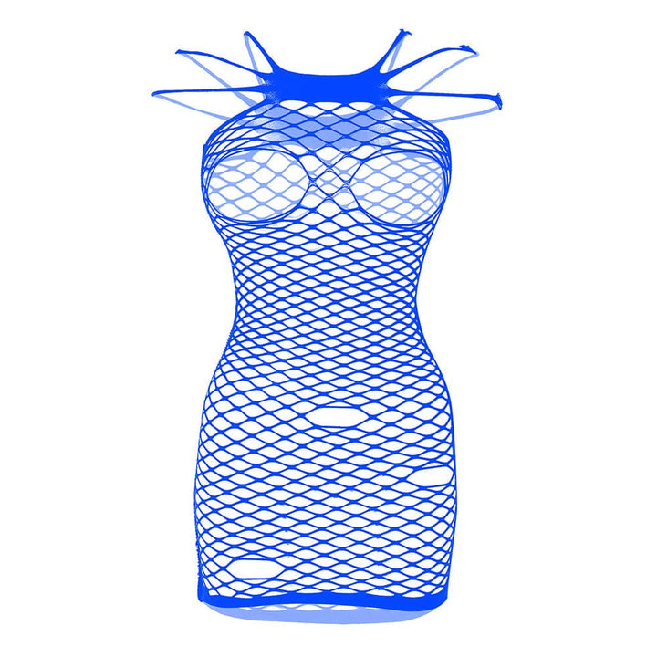 Fishnet solid strappy open cup tank mini dress  | Festival Outfits Women