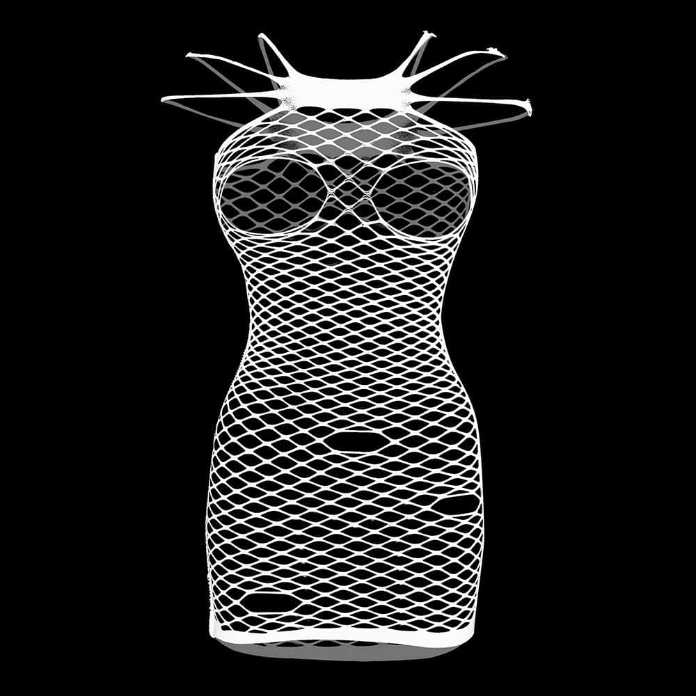 Fishnet solid strappy open cup tank mini dress  | Festival Outfits Women