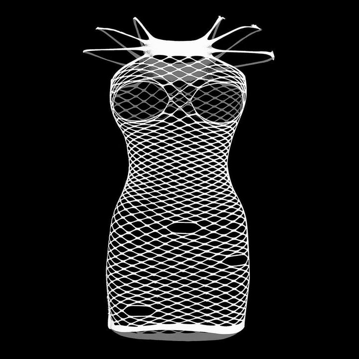 Fishnet solid strappy open cup tank mini dress  | Festival Outfits Women