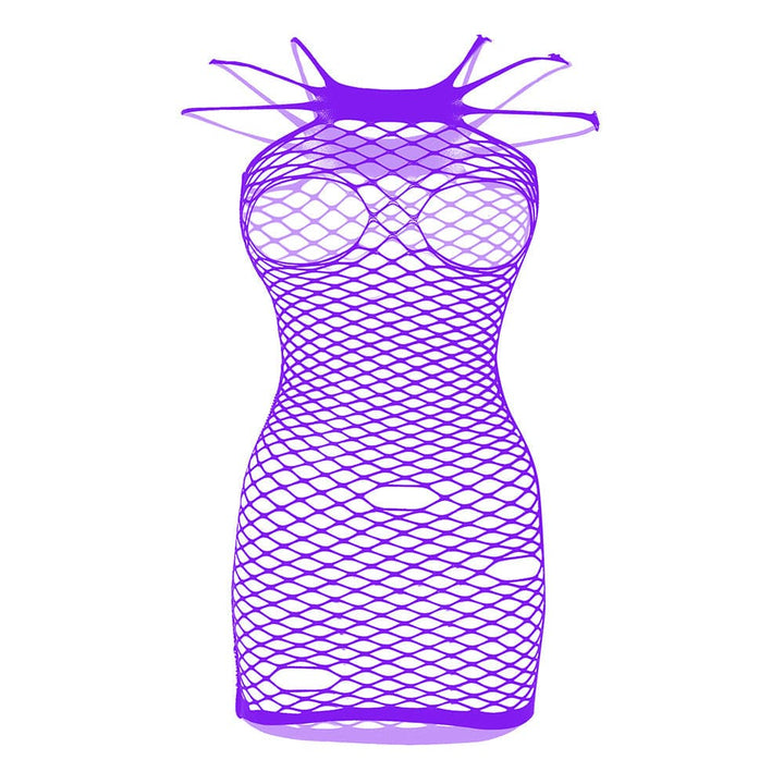 Fishnet solid strappy open cup tank mini dress  | Festival Outfits Women