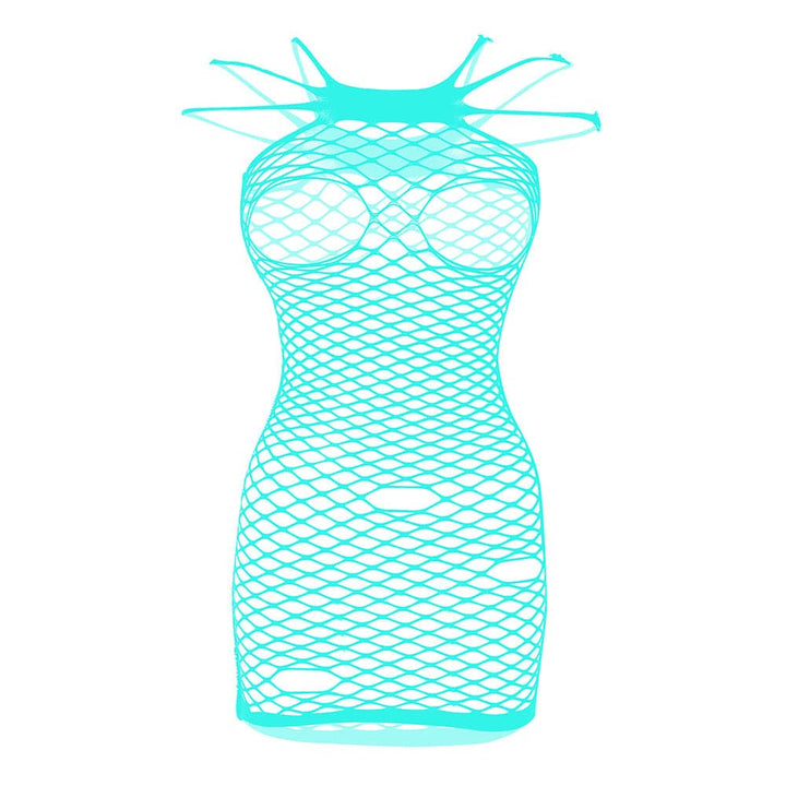 Fishnet solid strappy open cup tank mini dress  | Festival Outfits Women