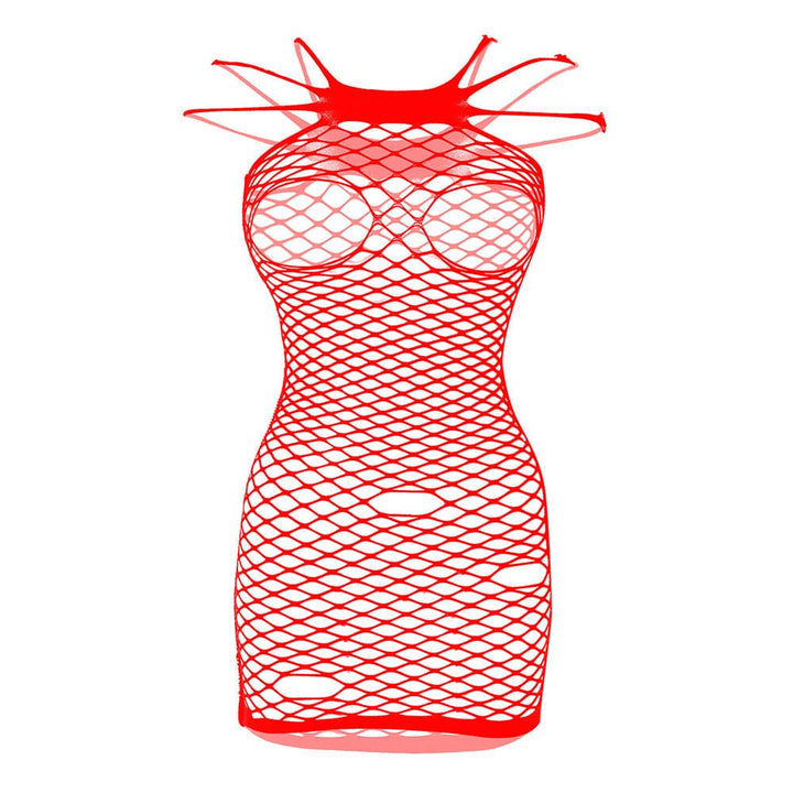 Fishnet solid strappy open cup tank mini dress  | Festival Outfits Women