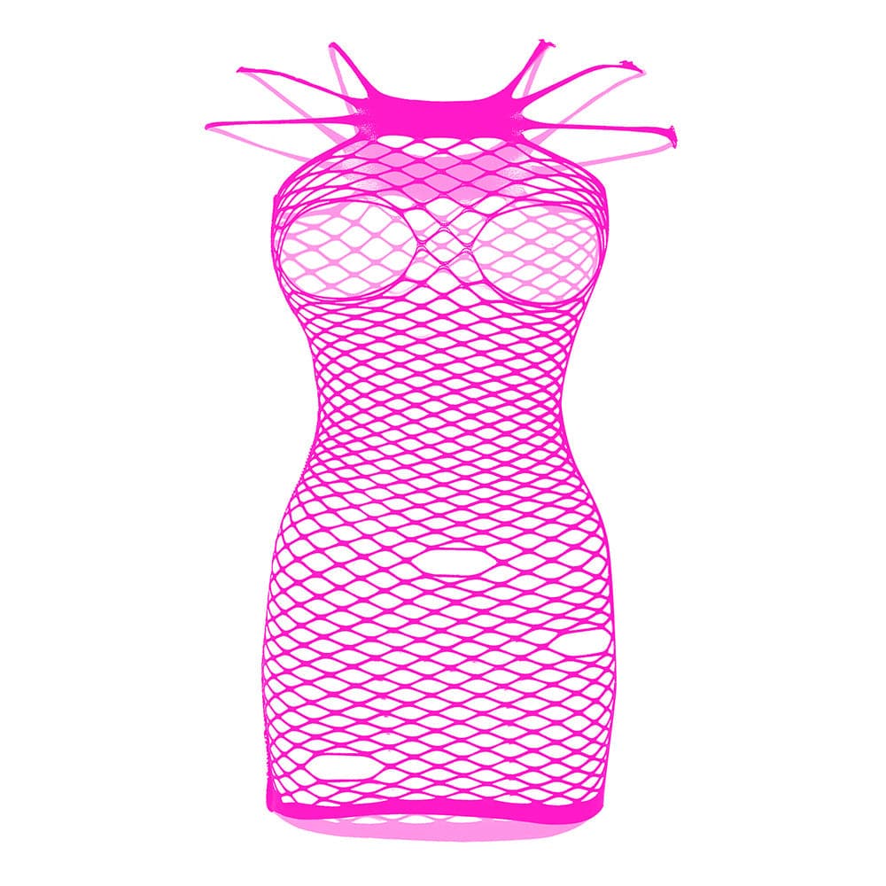 Fishnet solid strappy open cup tank mini dress  | Festival Outfits Women
