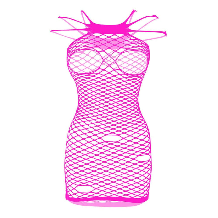 Fishnet solid strappy open cup tank mini dress  | Festival Outfits Women