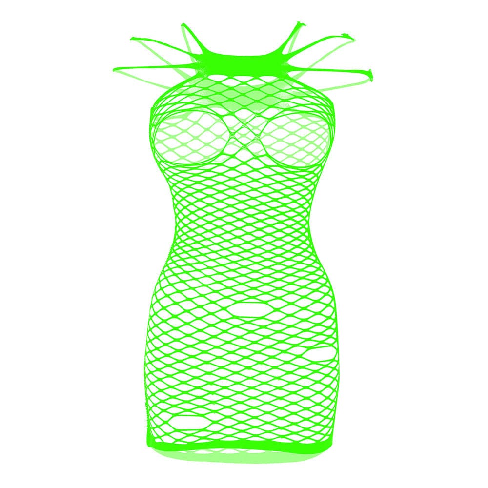 Fishnet solid strappy open cup tank mini dress  | Festival Outfits Women