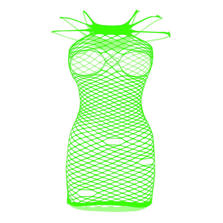 Fishnet solid strappy open cup tank mini dress  | Festival Outfits Women
