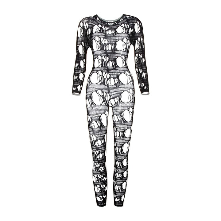Long sleeve net hollow out padded bodystocking  | Festival Outfits Women