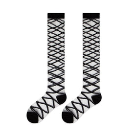 Solid cross front knee high socks