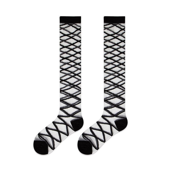 Solid cross front knee high socks